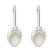 Mother of Pearl Lens Shaped Silver Earrings, e351st